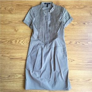 BCBGMAXAZRIA Gravel Cotton Pleated Dress size S